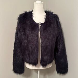 Navy blue fur coat